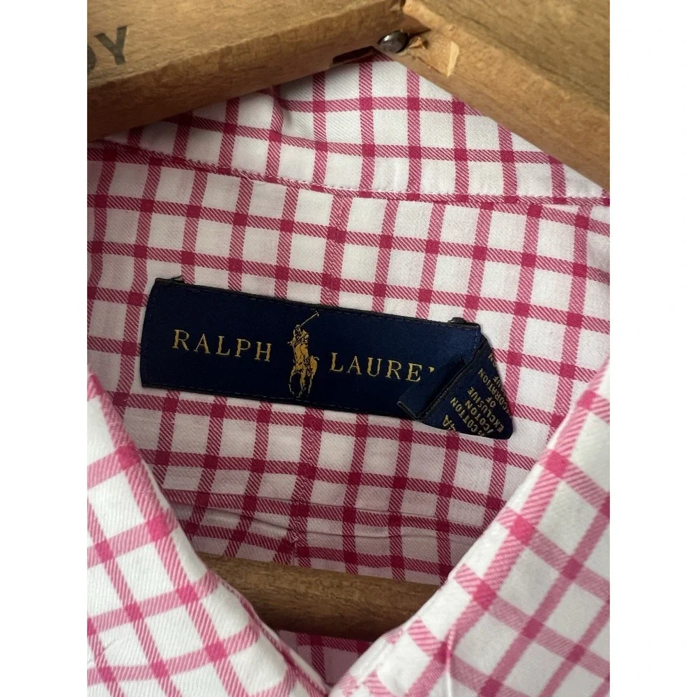 Polo Ralph Lauren Shirt Mens XL Red Pink Check Cotton Button Down Blue Pony